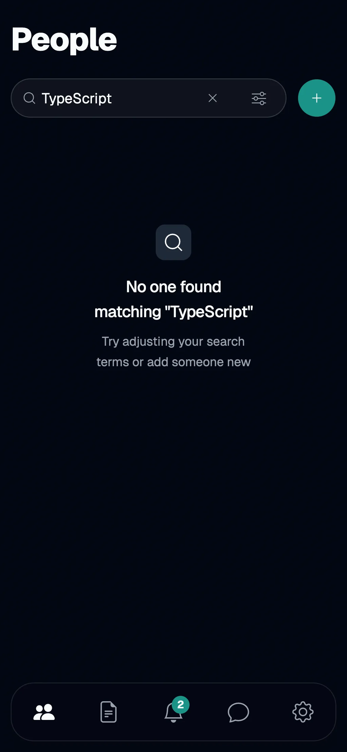 The people screen without search results